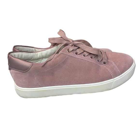 Sam Edelman Ethyl Cameo Pink Suede Lace-Up Low-Top Designer Sneakers - Picture 2 of 6